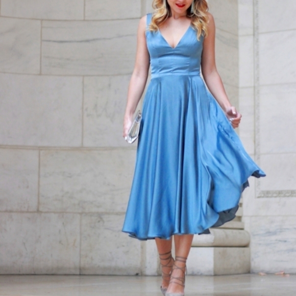 Divine Heritage Empire Waist Dress Womens XS Sky Blue Chiffon Dress - Picture 1 of 16